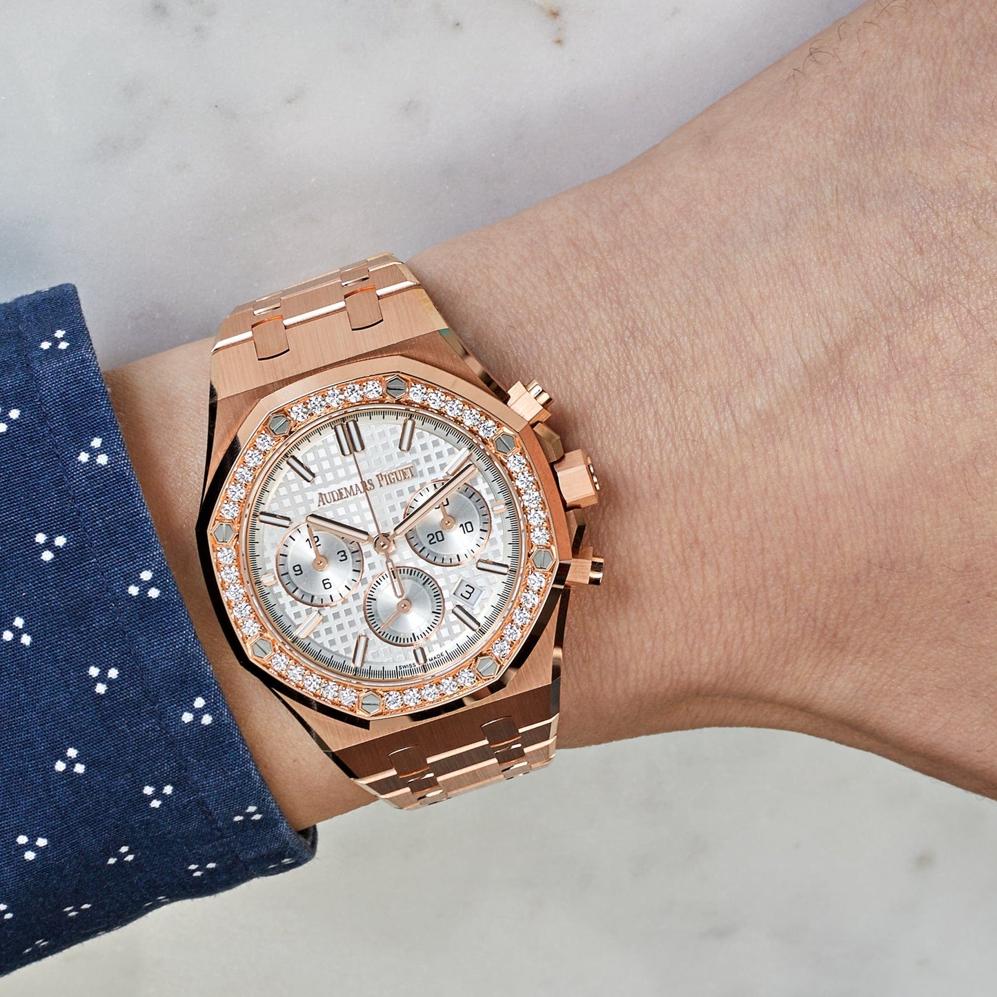 Audemars Piguet Royal Oak 26715OR.ZZ.1356OR.01 Chronograph Rose Gold Diamond Bezel (2024)