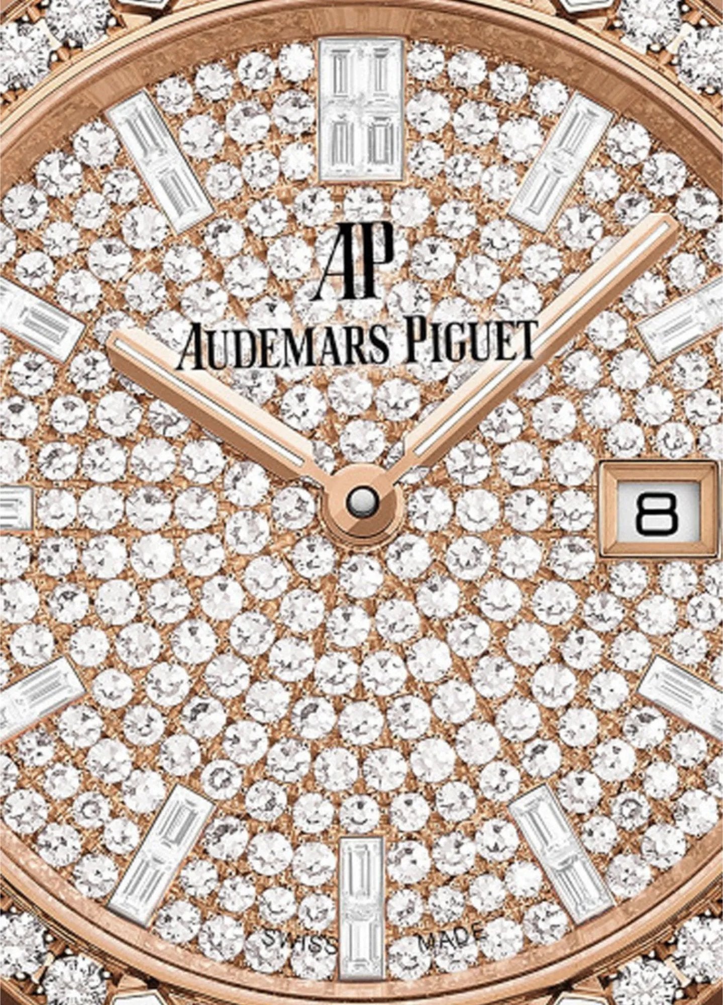 Audemars Piguet Royal Oak 33mm Quartz Rose Gold - Pave Diamond Dial, Case, Bezel and Bracelet (Ref# 67652OR.ZZ.1265OR.01)