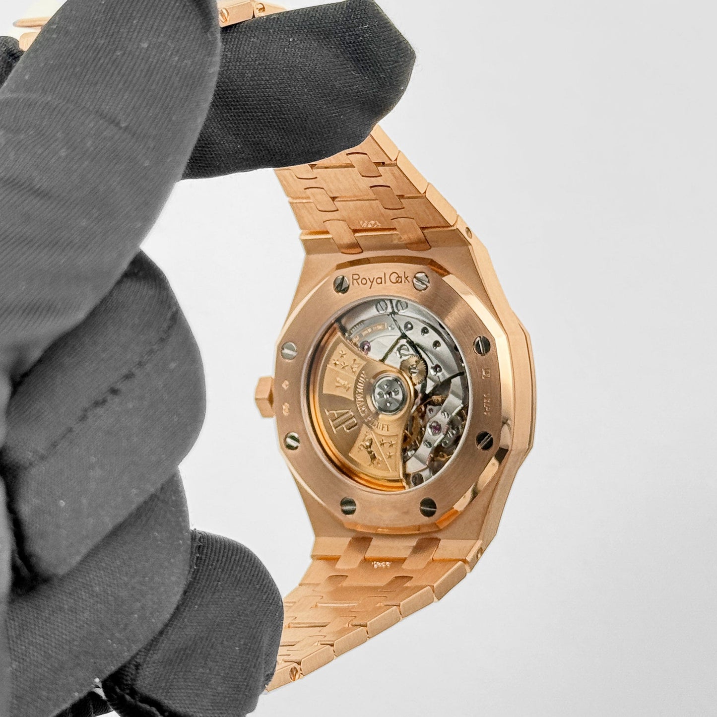 Audemars Piguet Royal Oak 15451OR.ZZ.1256OR.01.A 'Ladies' Rose Gold White Dial Diamond Bezel