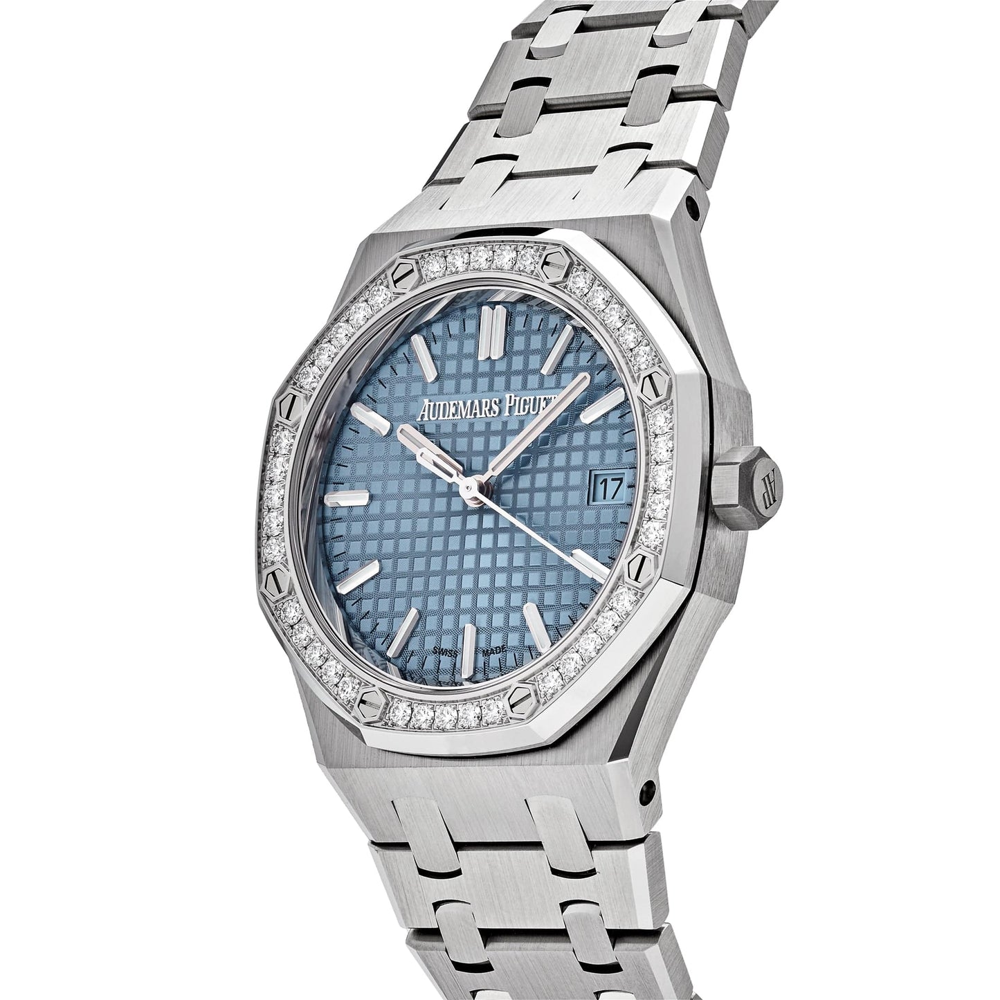 Audemars Piguet Royal Oak 77451ST.ZZ.1361ST.01 'Ladies' Selfwinding '50th Anniversary' Stainless Steel Light Blue Dial Diamond Bezel (2023)