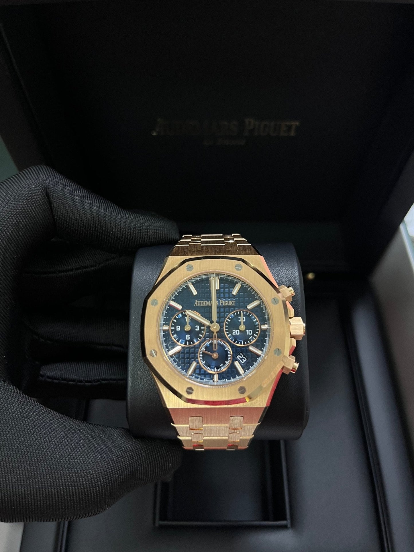 Audemars Piguet Royal Oak Chronograph Selfwinding Chronograph Blue Dial Rose gold 38mm Reference # 26715OR.OO.1356OR.01