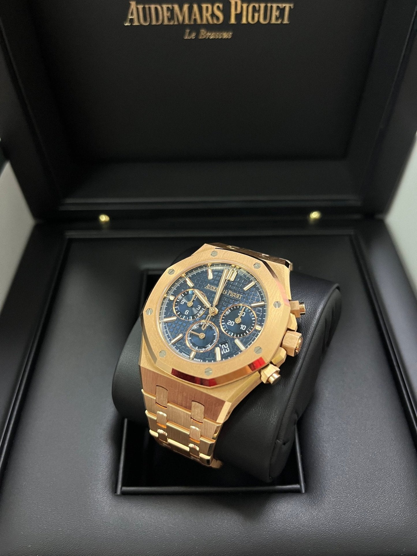 Audemars Piguet Royal Oak Chronograph Selfwinding Chronograph Blue Dial Rose gold 38mm Reference # 26715OR.OO.1356OR.01