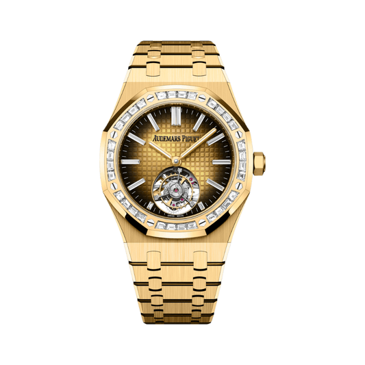 Audemars Piguet Royal Oak Flying Tourbillon 26730BA.ZZ.1320BA.01 Yellow Gold Diamond Bezel Smoked Yellow