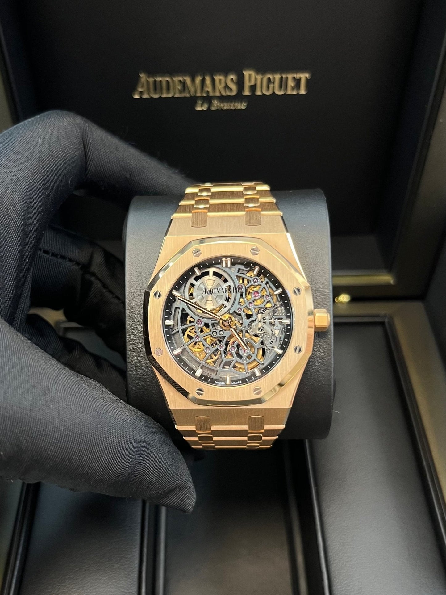 Audemars Piguet Royal Oak Openworked "Jumbo" Extra-Thin Squelette Rose Gold "50th Anniversary" Reference # 16204OR.OO.1240OR.01