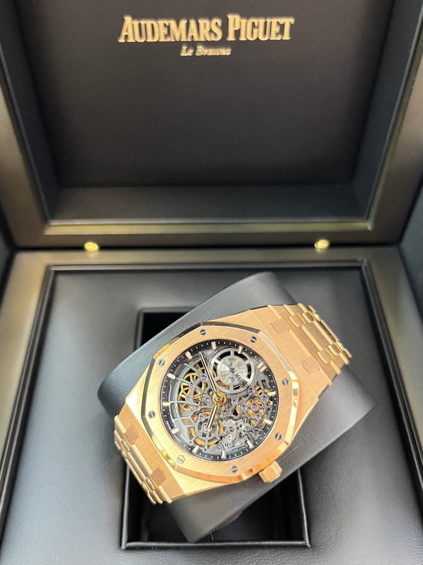 Audemars Piguet Royal Oak Openworked "Jumbo" Extra-Thin Squelette Rose Gold "50th Anniversary" Reference # 16204OR.OO.1240OR.01