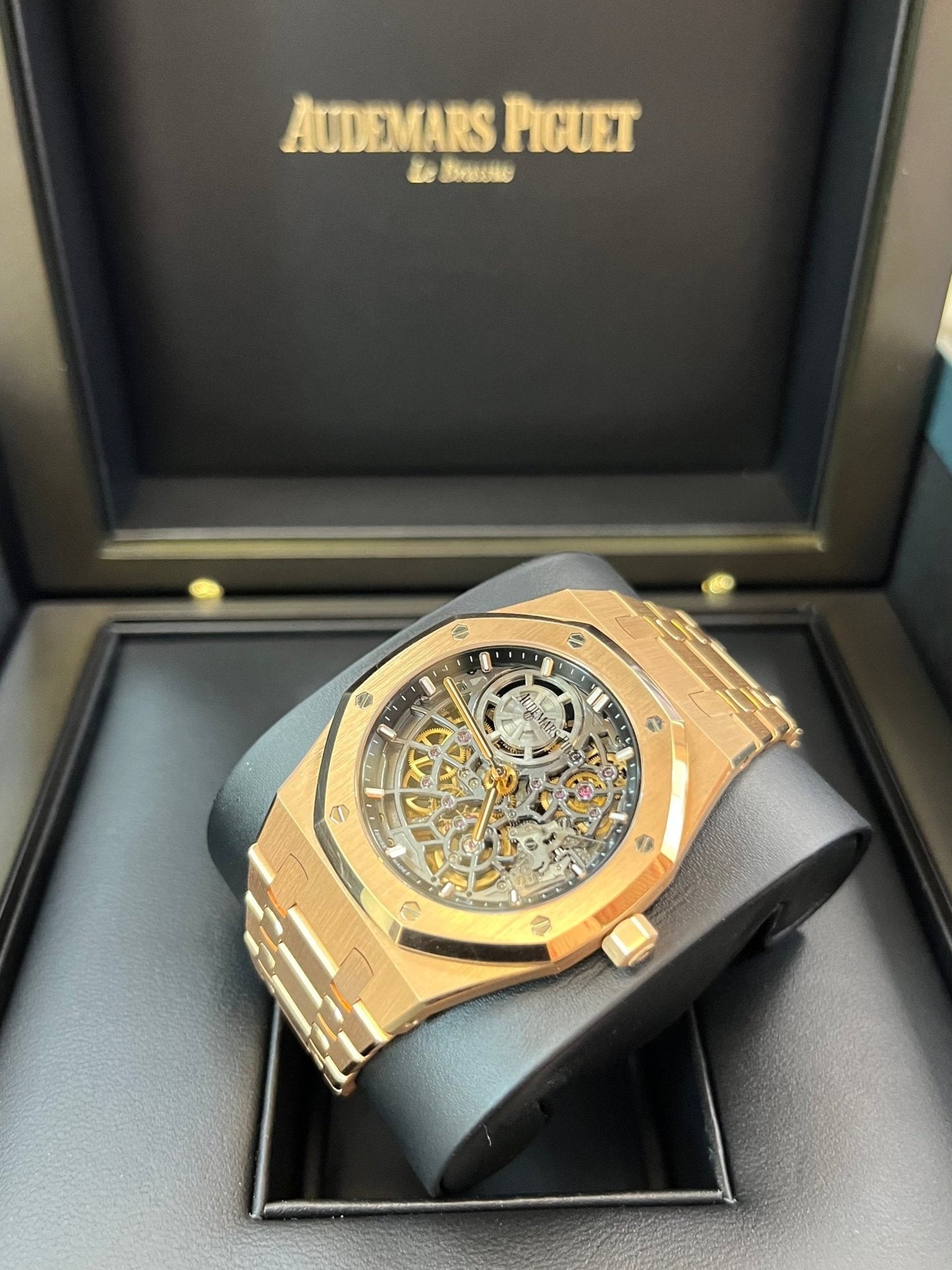 Audemars Piguet Royal Oak Openworked "Jumbo" Extra-Thin Squelette Rose Gold "50th Anniversary" Reference # 16204OR.OO.1240OR.01
