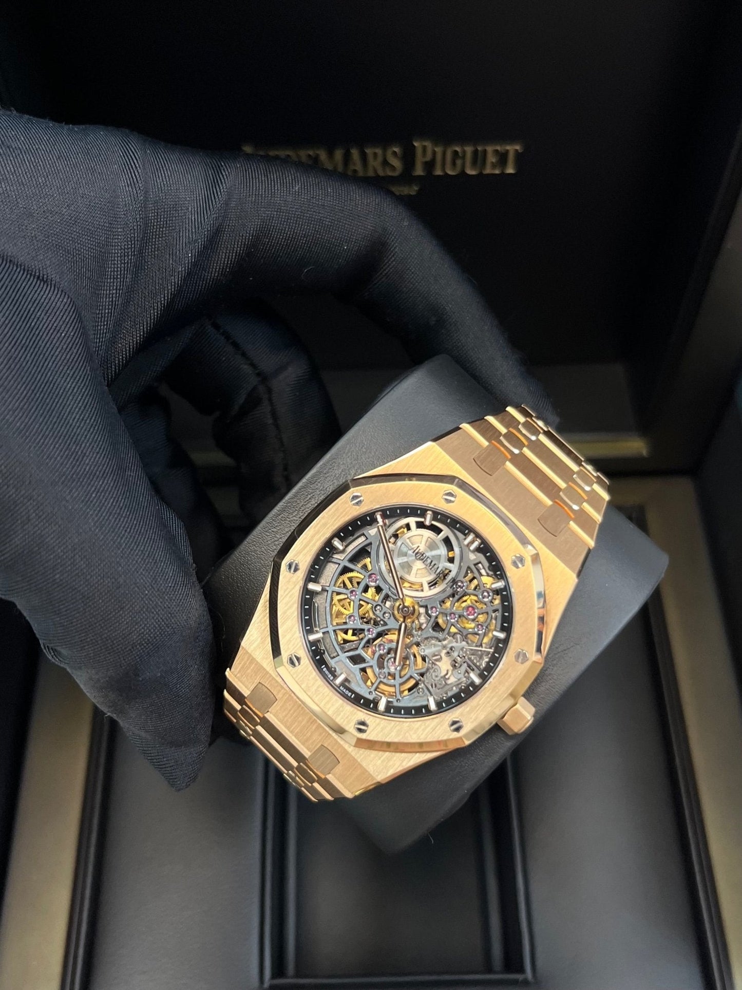 Audemars Piguet Royal Oak Openworked "Jumbo" Extra-Thin Squelette Rose Gold "50th Anniversary" Reference # 16204OR.OO.1240OR.01