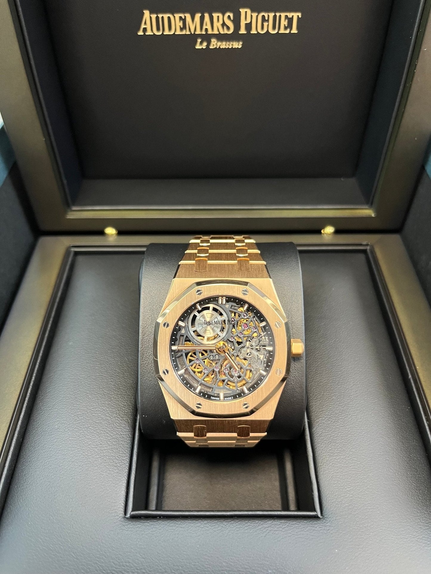 Audemars Piguet Royal Oak Openworked "Jumbo" Extra-Thin Squelette Rose Gold "50th Anniversary" Reference # 16204OR.OO.1240OR.01