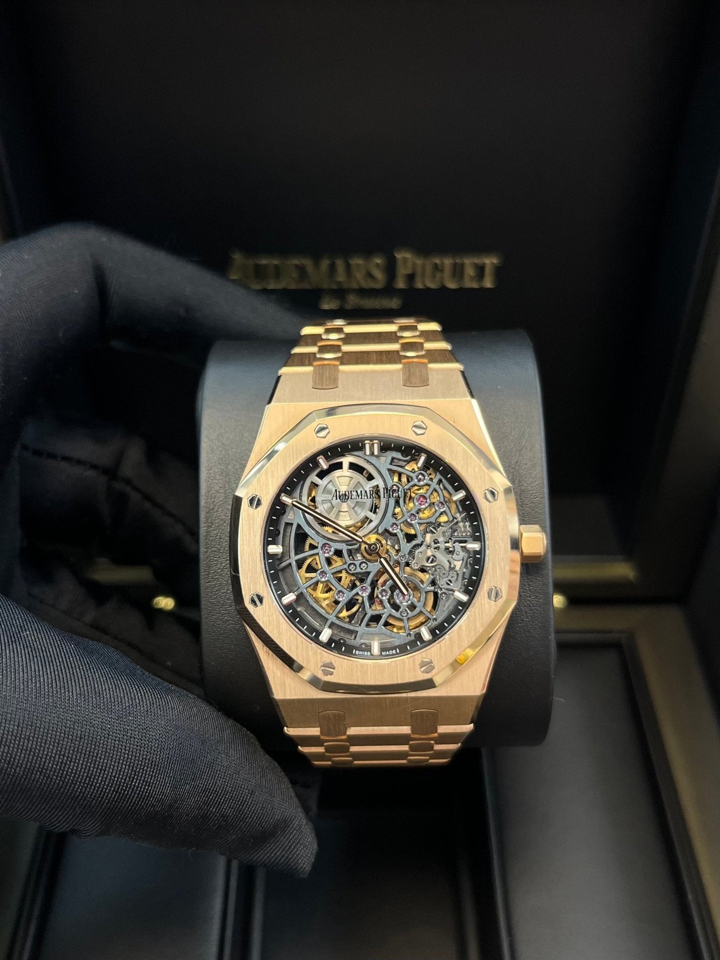 Audemars Piguet Royal Oak Openworked "Jumbo" Extra-Thin Squelette Rose Gold "50th Anniversary" Reference # 16204OR.OO.1240OR.01