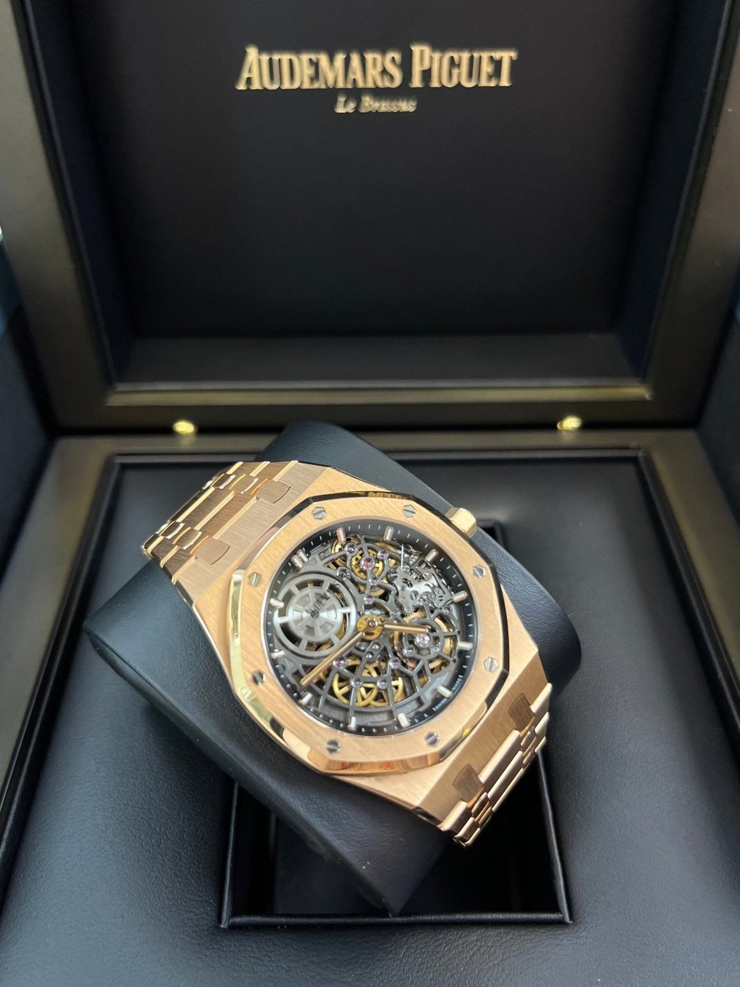 Audemars Piguet Royal Oak Openworked "Jumbo" Extra-Thin Squelette Rose Gold "50th Anniversary" Reference # 16204OR.OO.1240OR.01