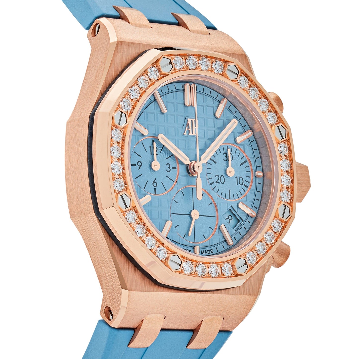 Audemars Piguet Royal Oak Offshore 26231OR.ZZ.A085CA.01 Chronograph Rose Gold Blue Dial Diamond Bezel (2023)