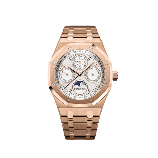 Audemars Piguet Royal Oak Perpetual Calendar 26574OR.OO.1220OR.01 Rose Gold Silver Dial