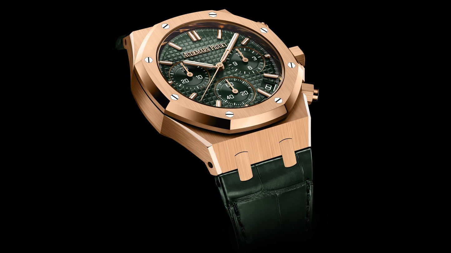 Audemars Piguet ROYAL OAK SELFWINDING CHRONOGRAPH “50TH ANNIVERSARY” GREEN DIAL GREEN STRAP (Ref # 26240OR.OO.D404CR.01)