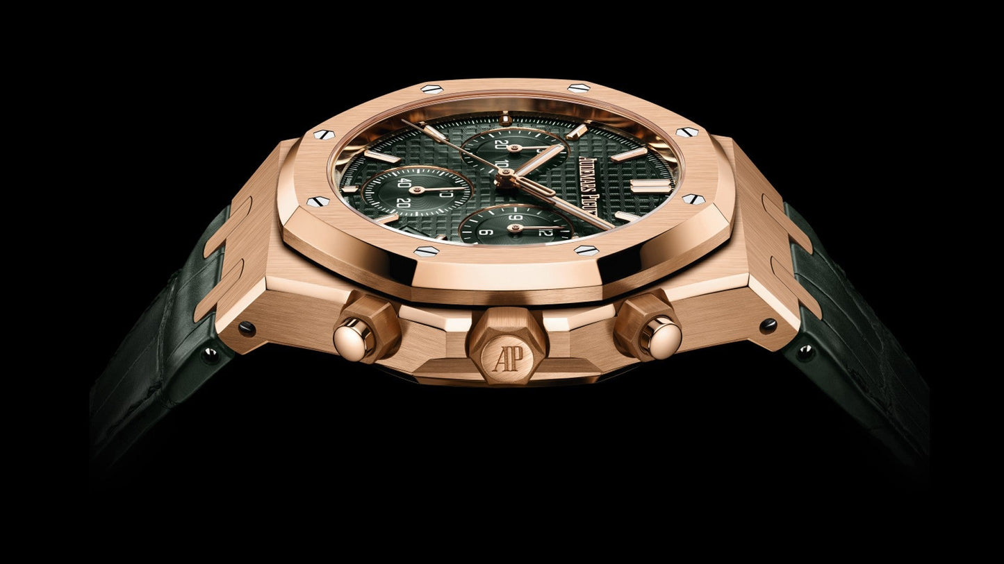 Audemars Piguet ROYAL OAK SELFWINDING CHRONOGRAPH “50TH ANNIVERSARY” GREEN DIAL GREEN STRAP (Ref # 26240OR.OO.D404CR.01)