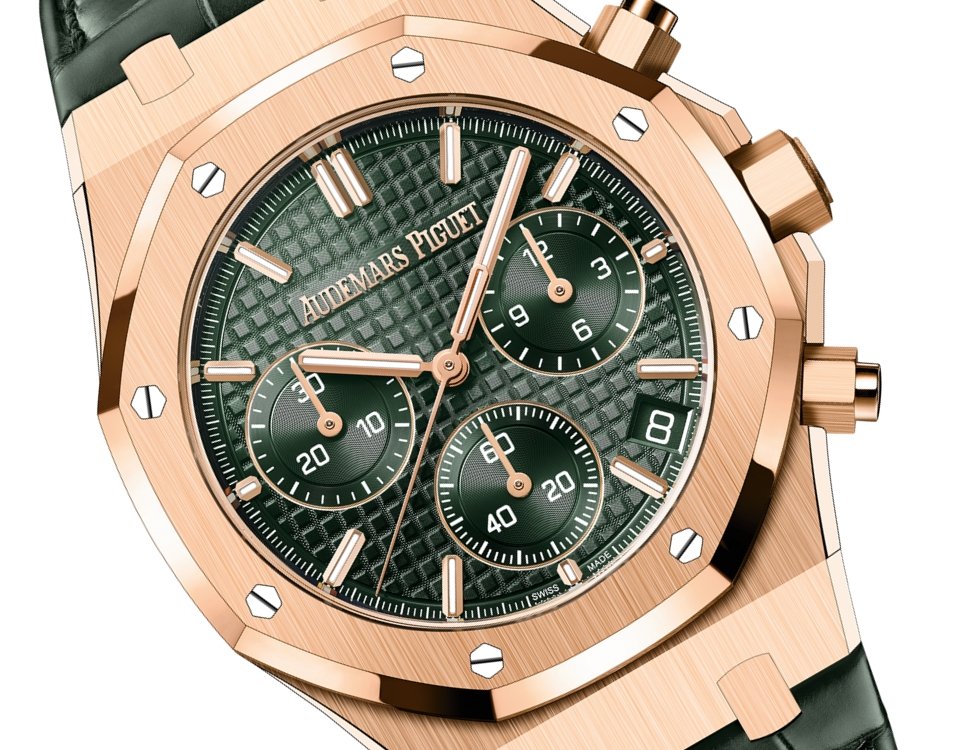 Audemars Piguet ROYAL OAK SELFWINDING CHRONOGRAPH “50TH ANNIVERSARY” GREEN DIAL GREEN STRAP (Ref # 26240OR.OO.D404CR.01)