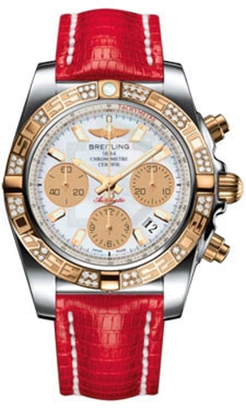 '- Chronomat 41 Steel and Gold Diamond Bezel - Lizard Strap