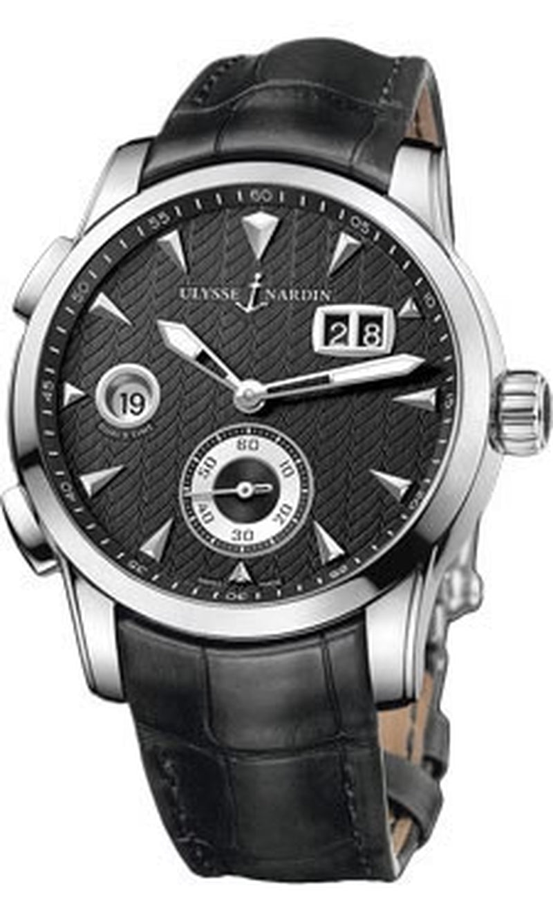 '- Dual Time Manufacture - Stainless Steel - Leather Strap