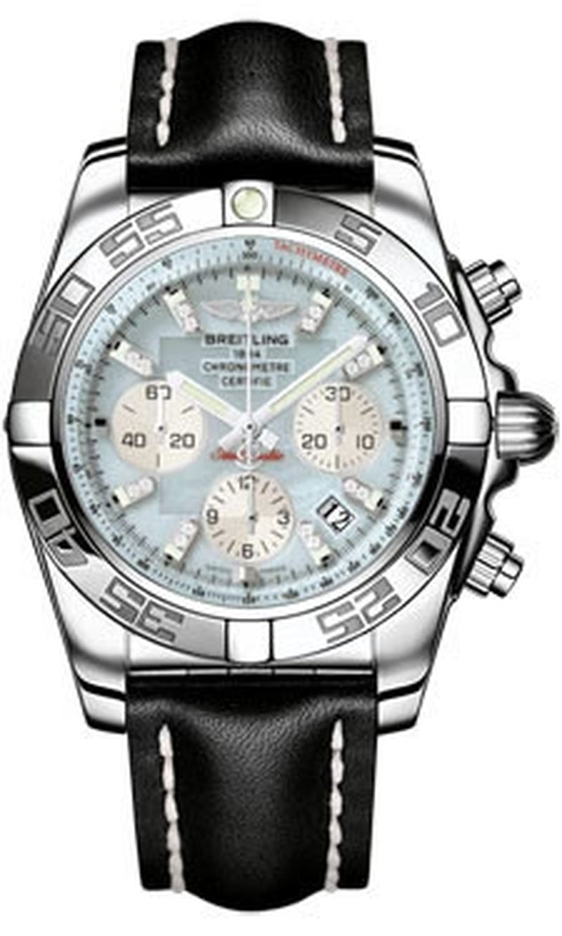 '- Chronomat 44 Steel Polished Bezel - Leather Strap