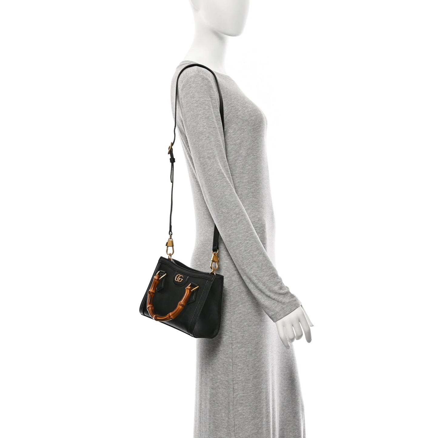 Wonka Grain Calfskin Mini Diana Tote Bag Black Yellow Fluo