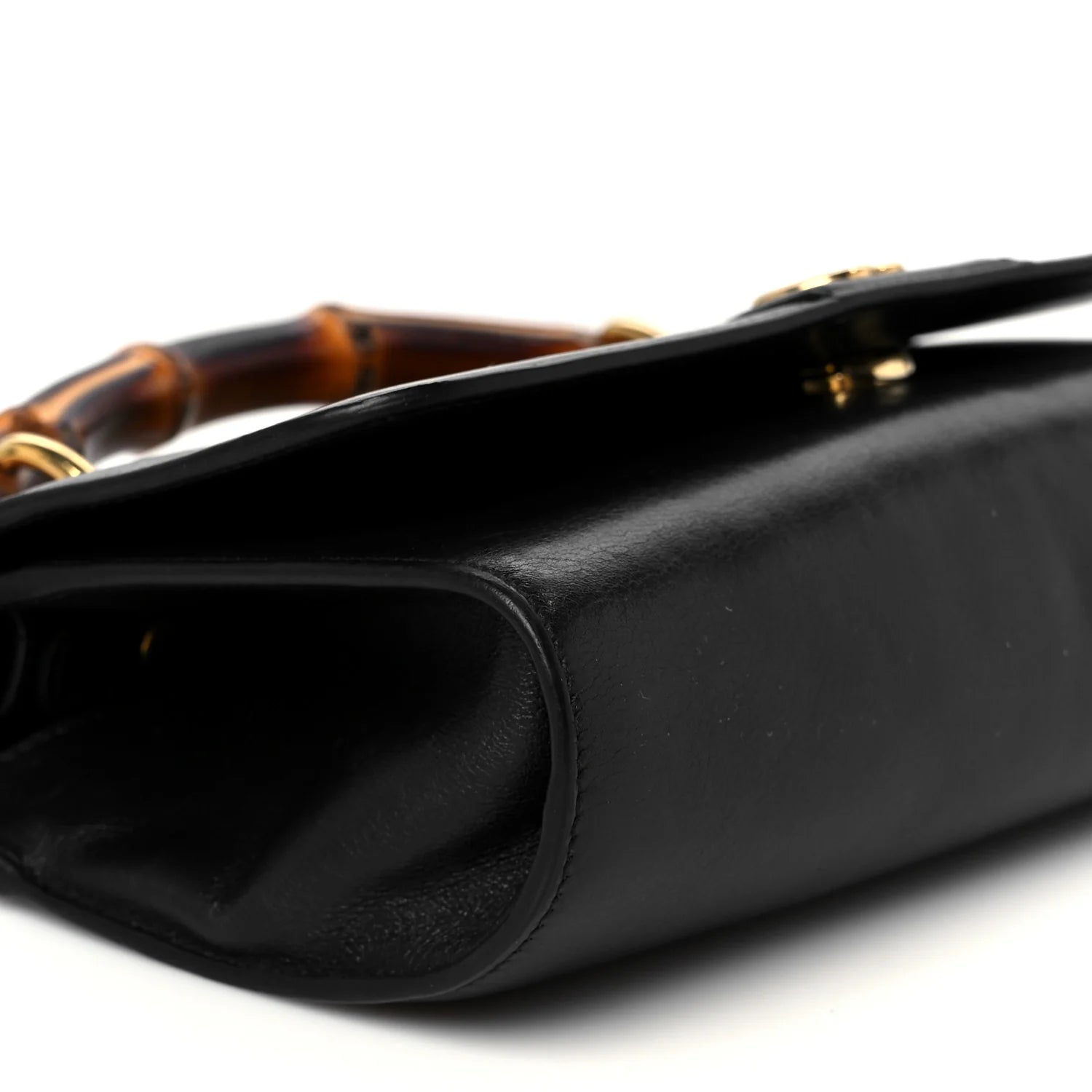 Wonka Grain Calfskin Mini Diana Bamboo Top Handle Shoulder Bag Black