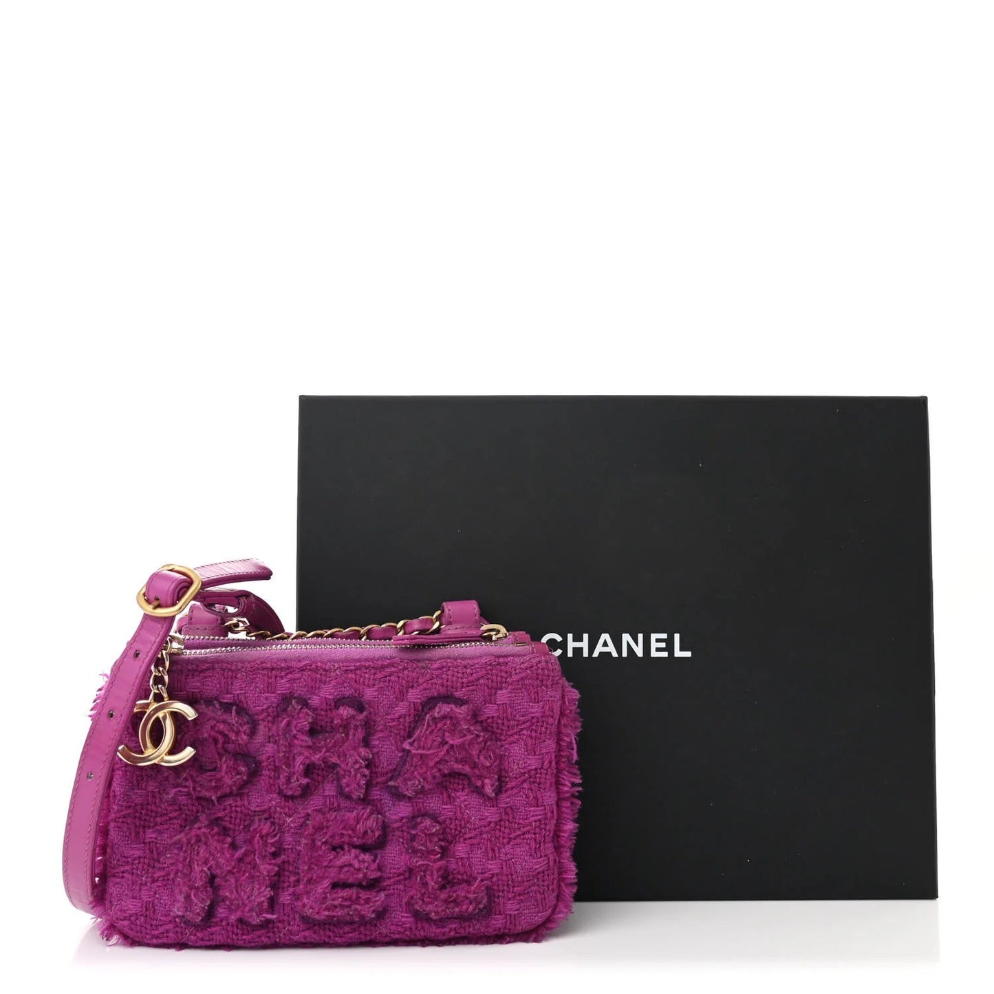 Wool Tweed Giant Logo Waist Bag Magenta