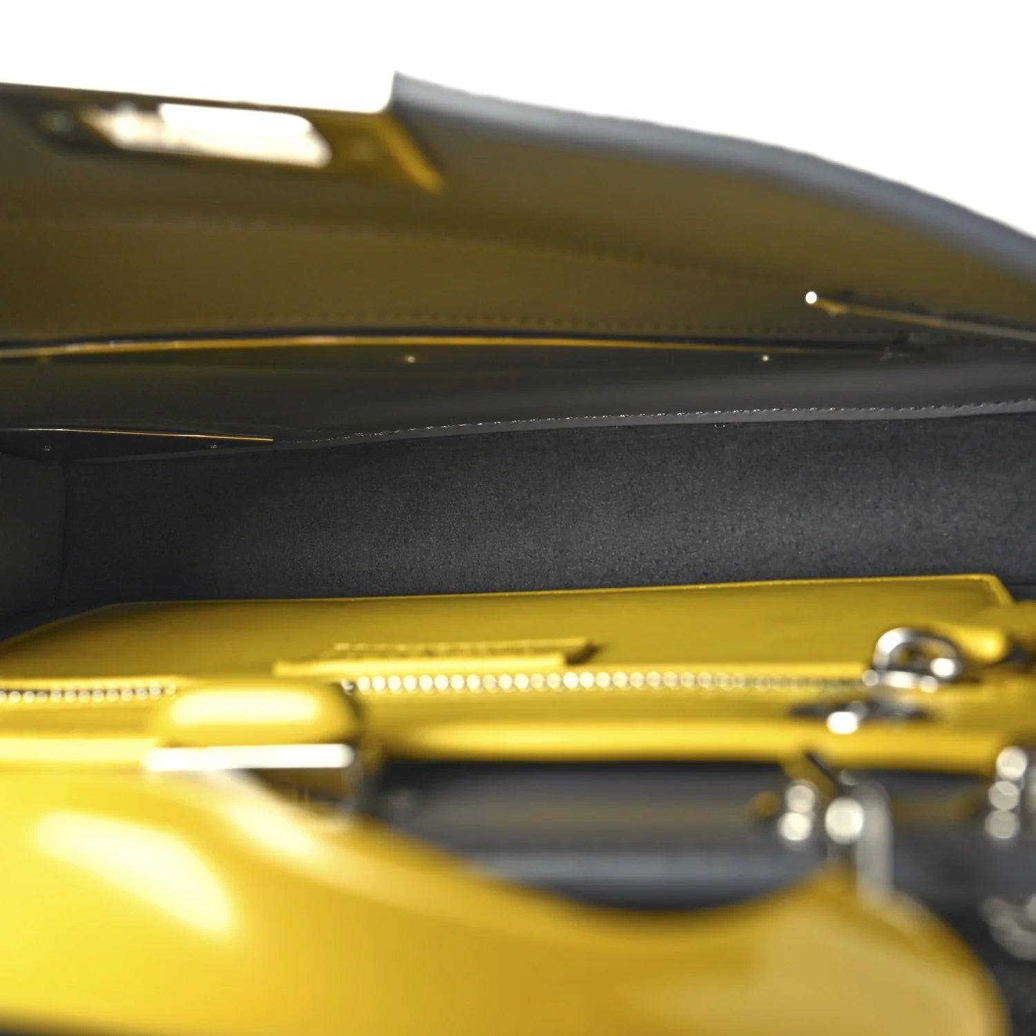 X MA YANSONG Cuoio Romano Aluminum Bi-Color Mini Peekaboo I SEE U Satchel Grey Yellow