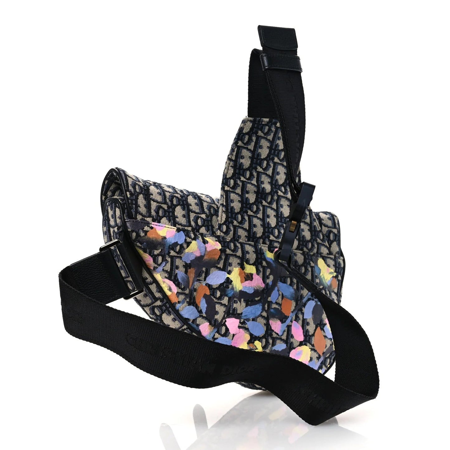X ALEX FOXOTN Oblique Floral Print Mens Saddle Bag Blue Multicolor