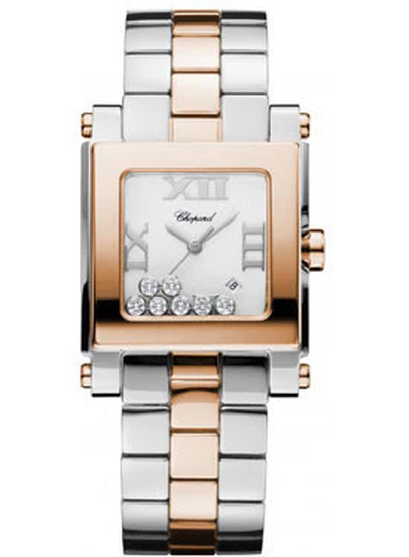 '- Happy Sport - Square Medium - Stainless Steel and Rose Gold