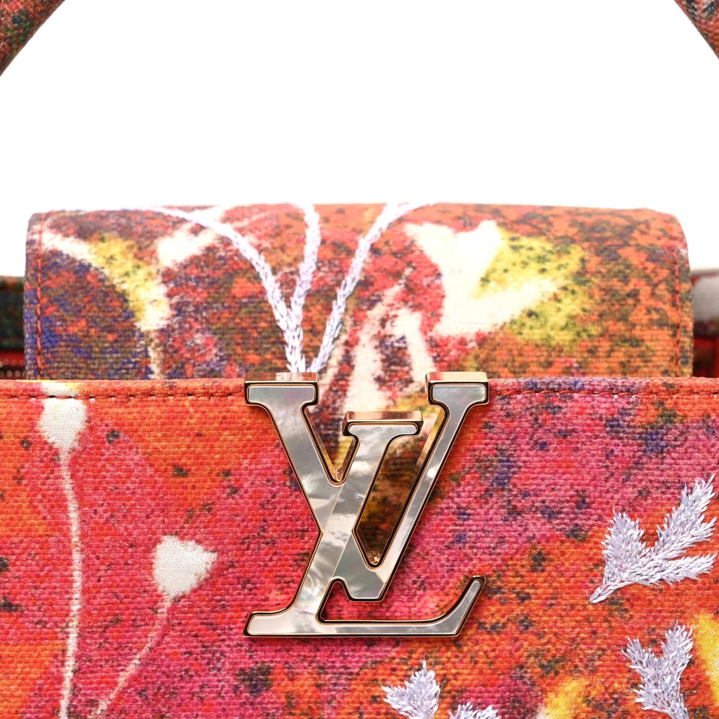 X SAM FELLS Canvas Embroidered Arty Capucines PM Multicolor