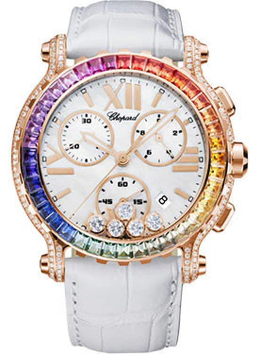 '- Happy Sport - Chrono - Rose Gold - Sapphire Bezel