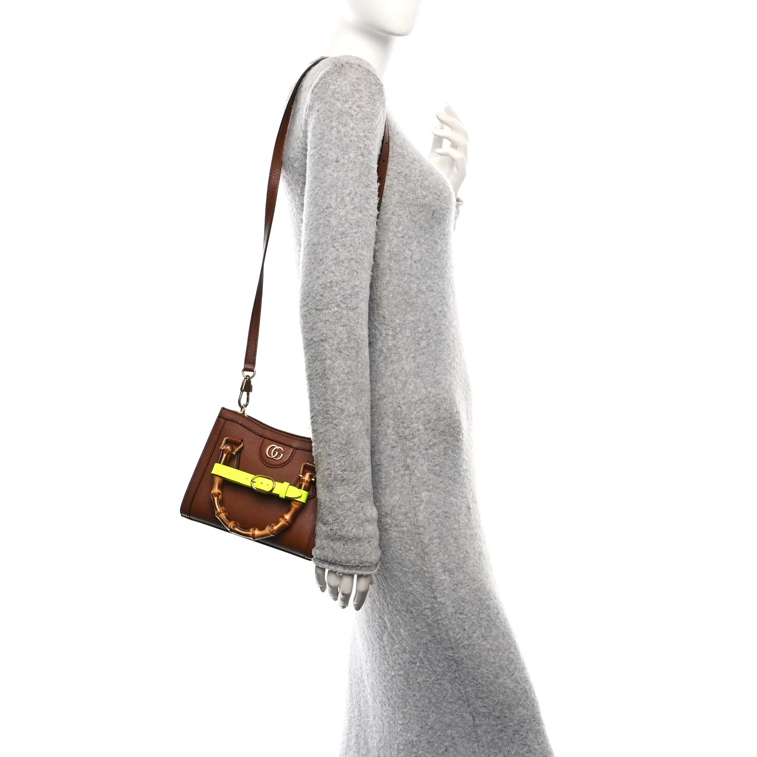 Wonka Grain Calfskin Mini Diana Tote Bag Cuir Yellow Fluo