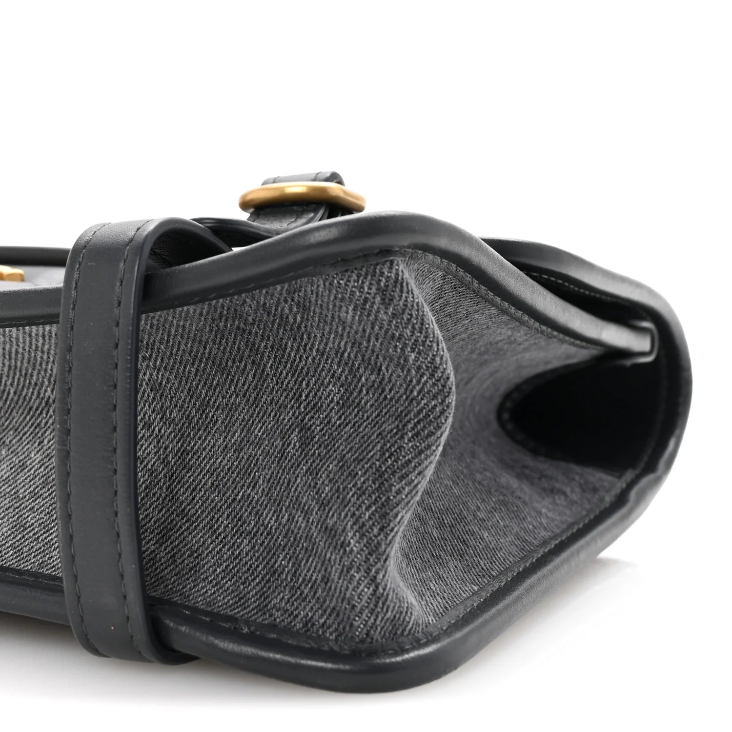 Washed Denim Quilted Messenger Flap Black