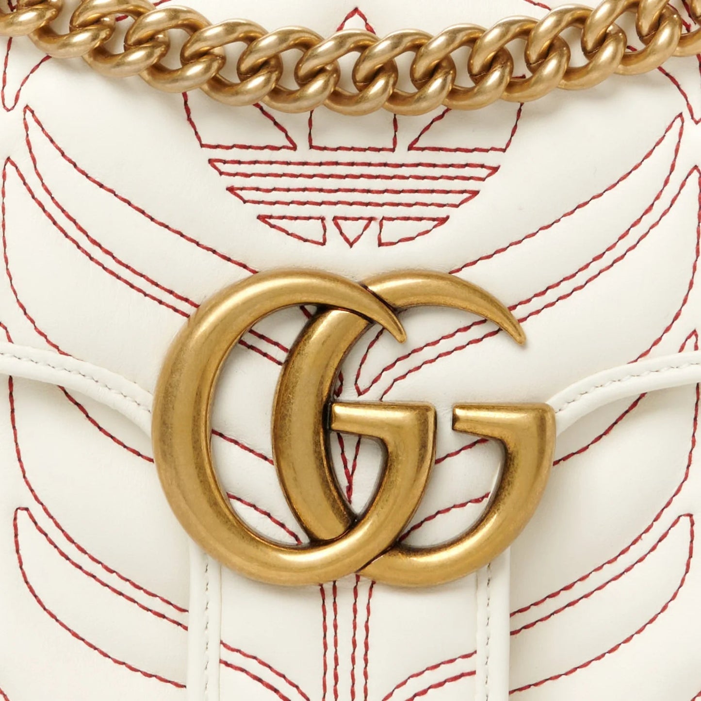 X adidas Calfskin Matelasse Small GG Marmont Shoulder Bag off White