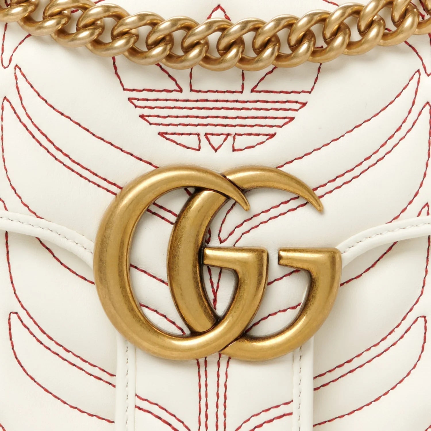 X adidas Calfskin Matelasse Small GG Marmont Shoulder Bag off White