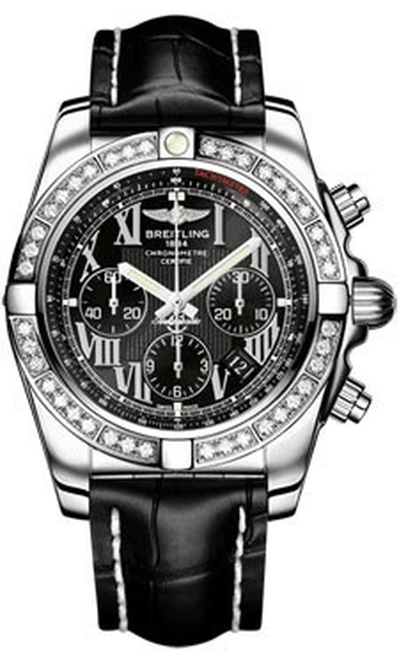 '- Chronomat 44 Steel 40 Diamond Bezel - Croco Strap