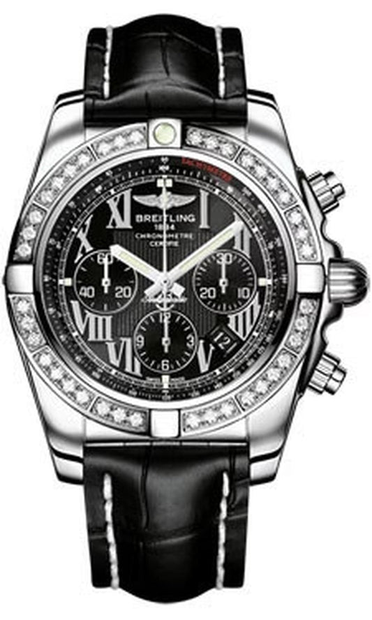 '- Chronomat 44 Steel 40 Diamond Bezel - Croco Strap