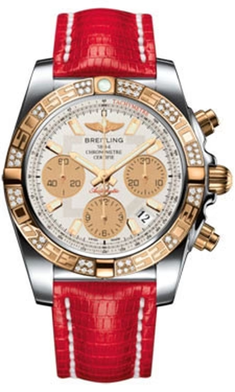 '- Chronomat 41 Steel and Gold Diamond Bezel - Lizard Strap