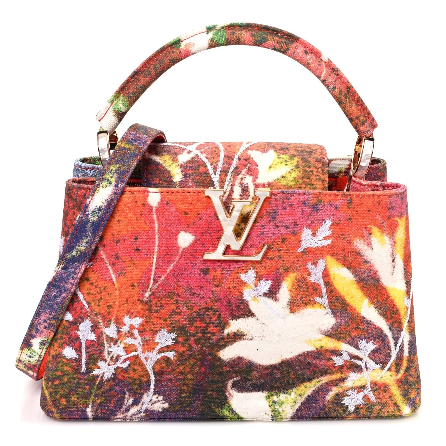X SAM FELLS Canvas Embroidered Arty Capucines PM Multicolor