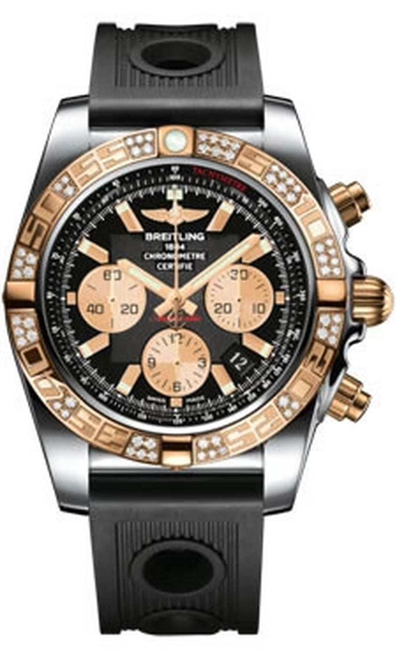 '- Chronomat 44 Steel and Rose Gold 60 Diamond Bezel - Ocean Racer Strap