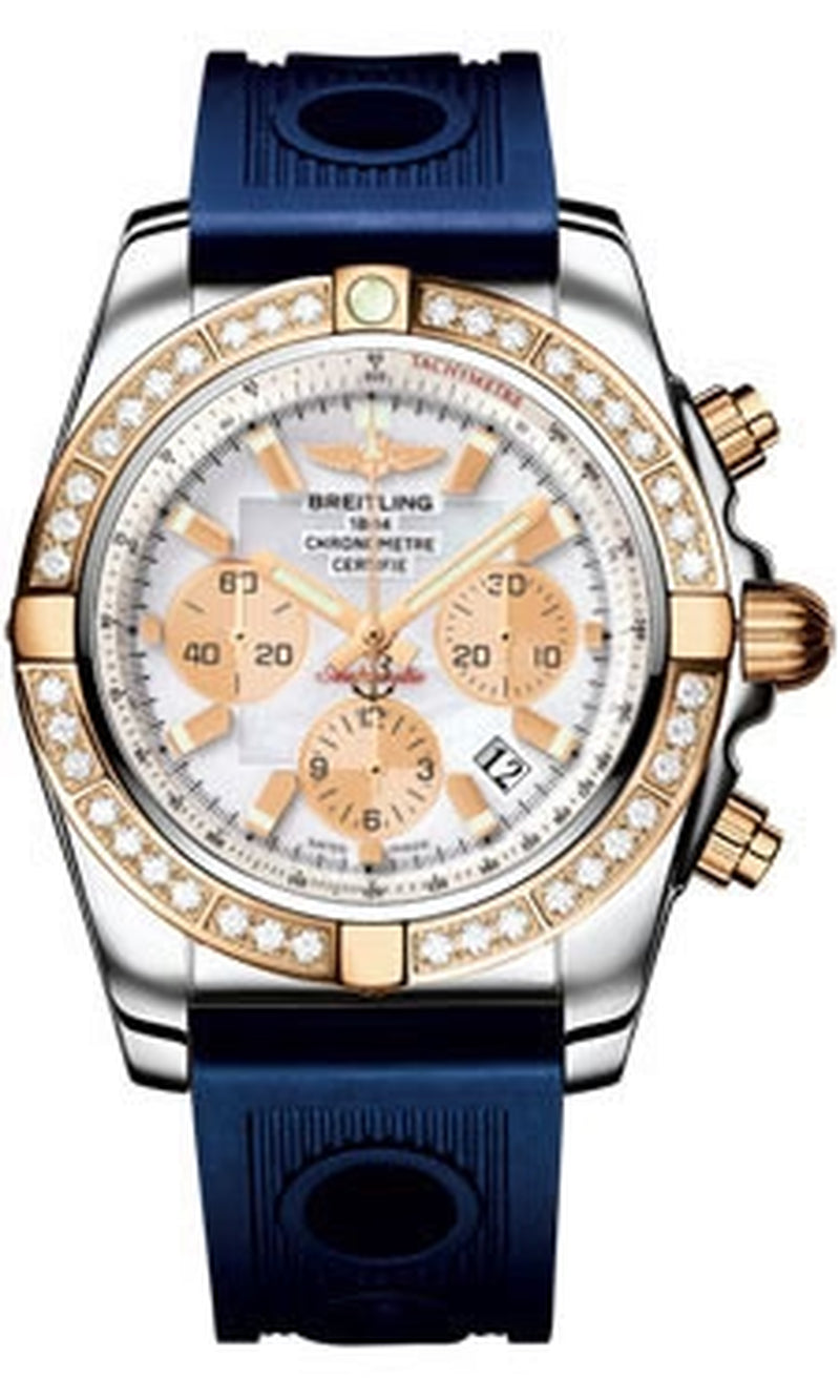 '- Chronomat 44 Steel and Rose Gold 40 Diamond Bezel - Ocean Racer Strap