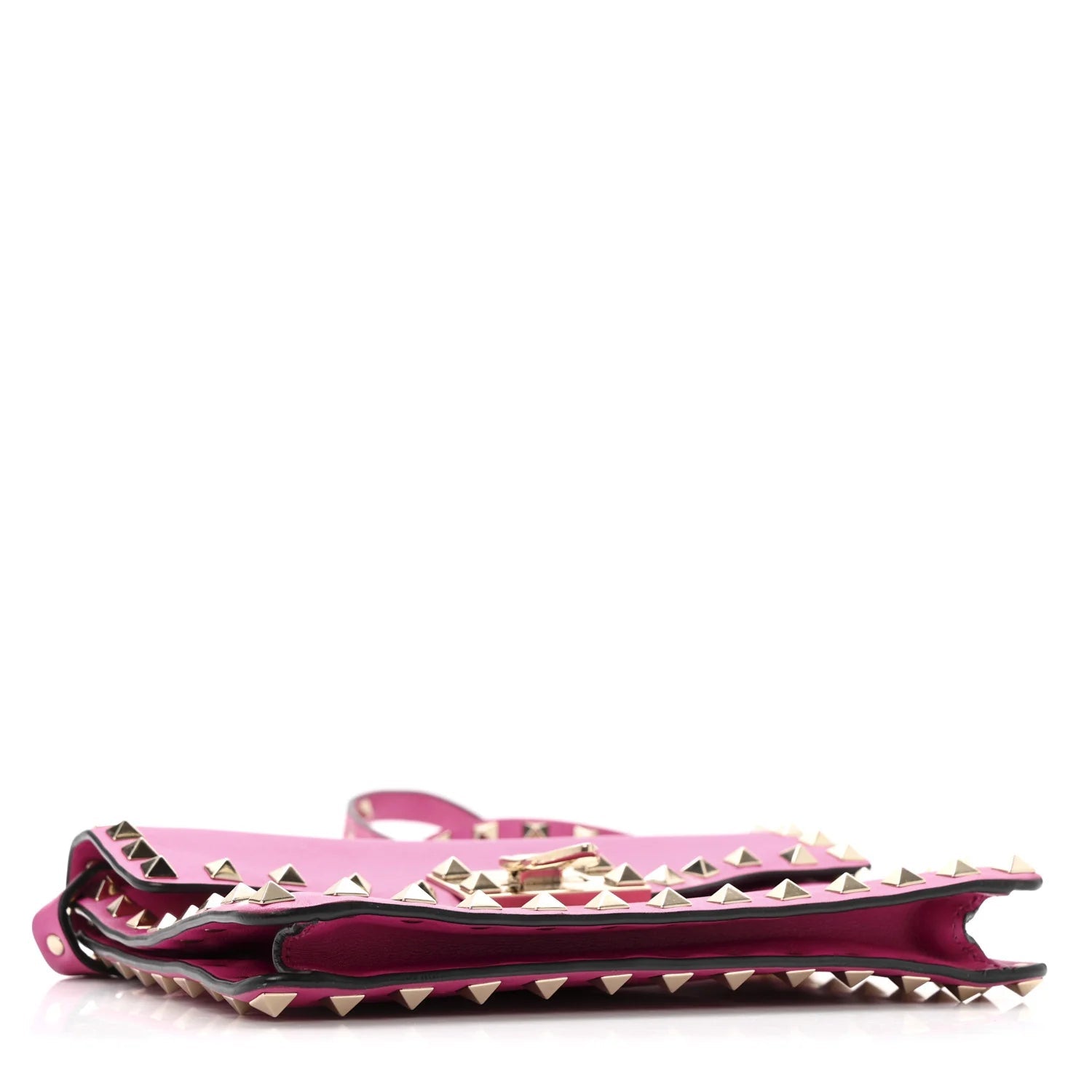 Vitello Small Rockstud Flip Lock Crossbody Bag Fuxia