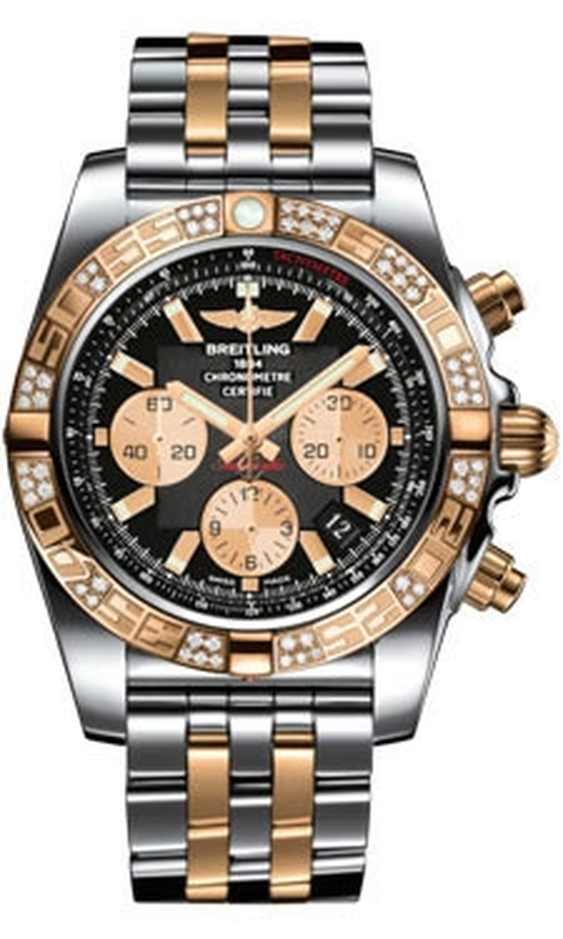 '- Chronomat 44 Steel and Rose Gold 60 Diamond Bezel - Pilot Bracelet - Two-Tone