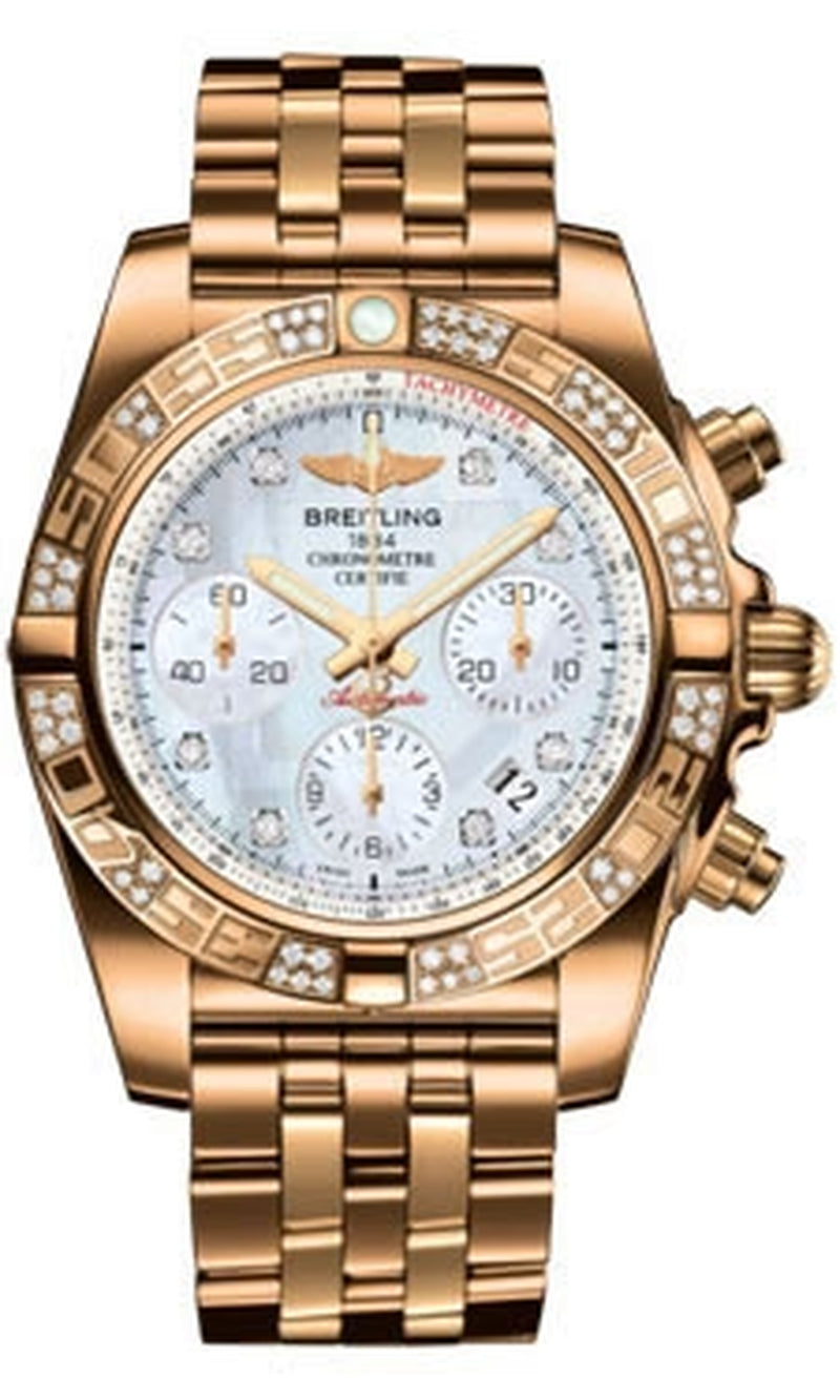 '- Chronomat 41 Rose Gold Diamond Bezel - Pilot Bracelet