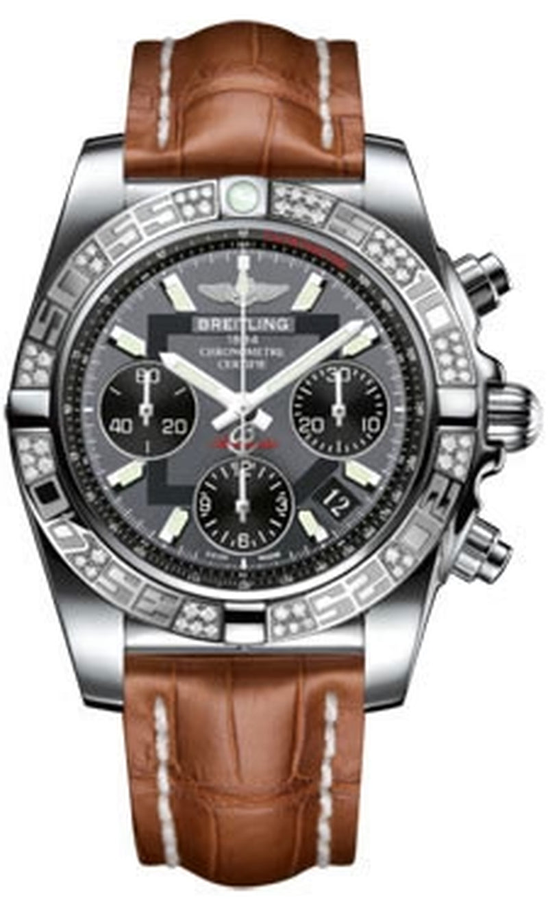 '- Chronomat 41 Steel Diamond Bezel - Croco Strap