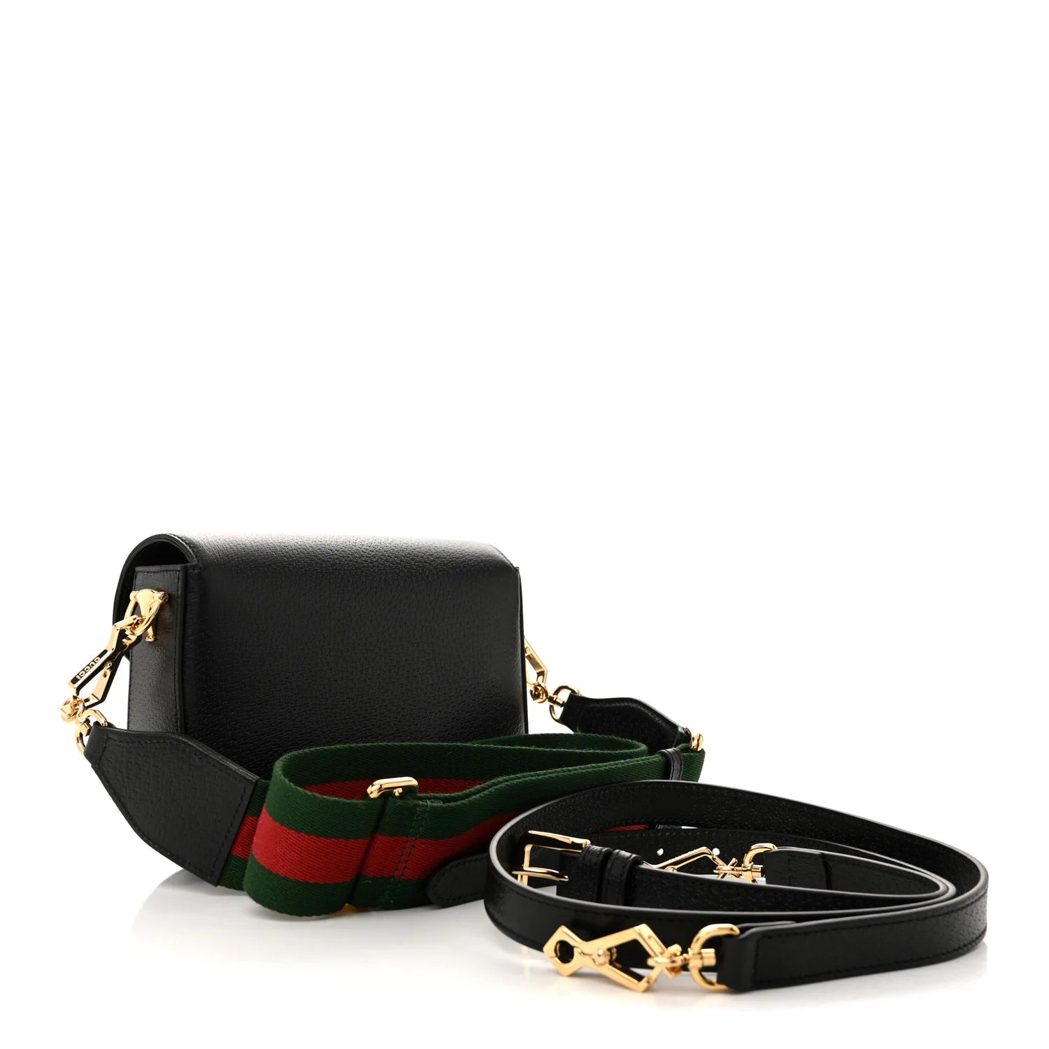 X adidas Textured Dollar Calfskin Web Trefoil Mini Horsebit 1955 Shoulder Bag Black off White