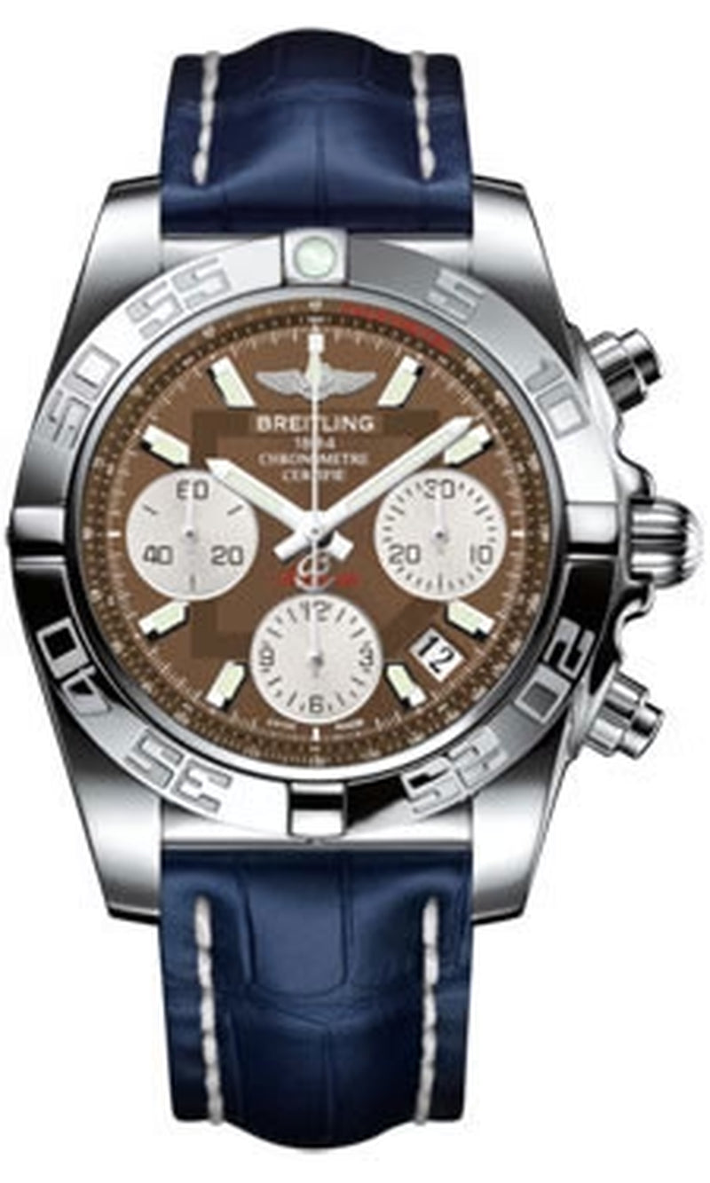 '- Chronomat 41 Steel Polished Bezel - Croco Strap