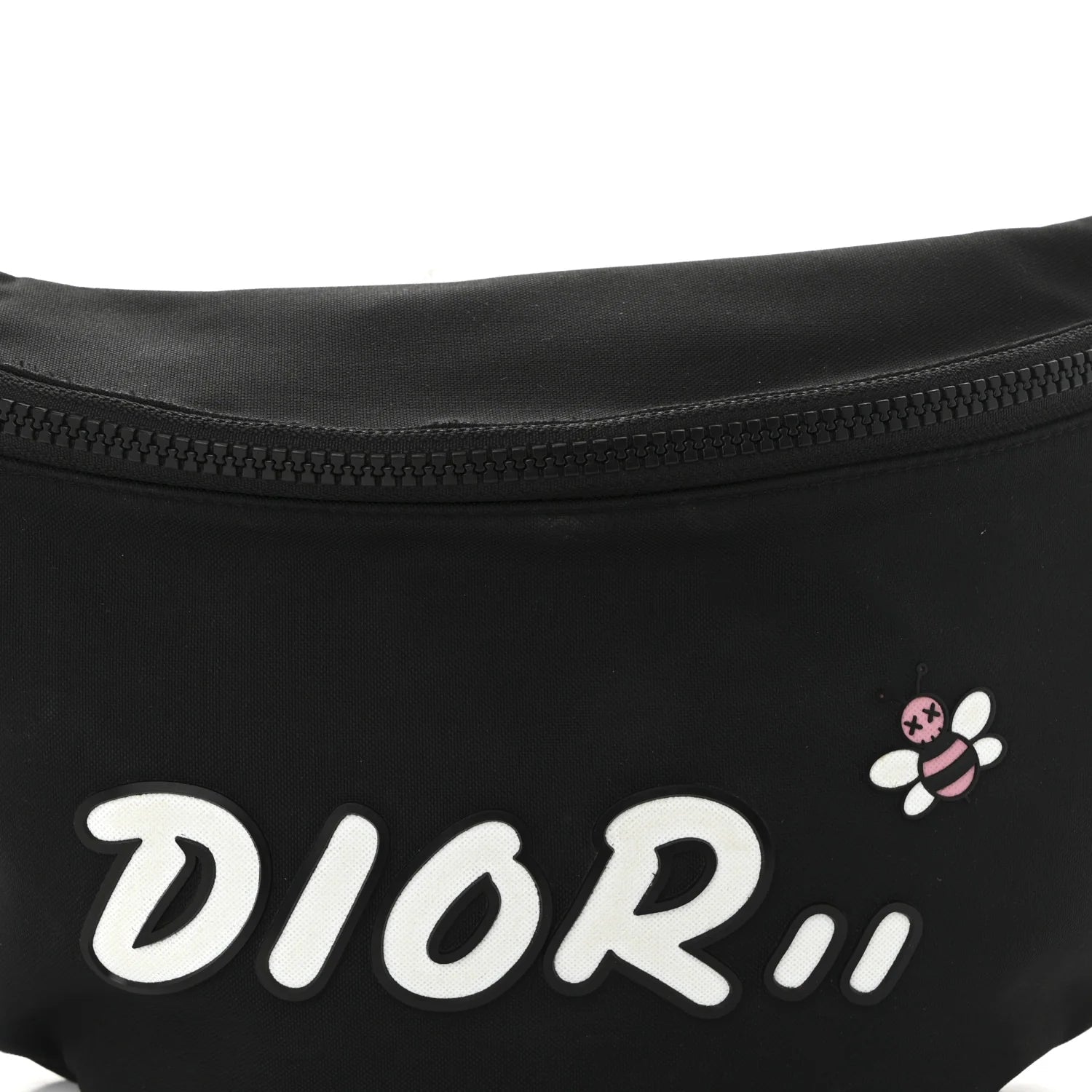 X KAWS Nylon Calfskin Bee Belt Bag Black