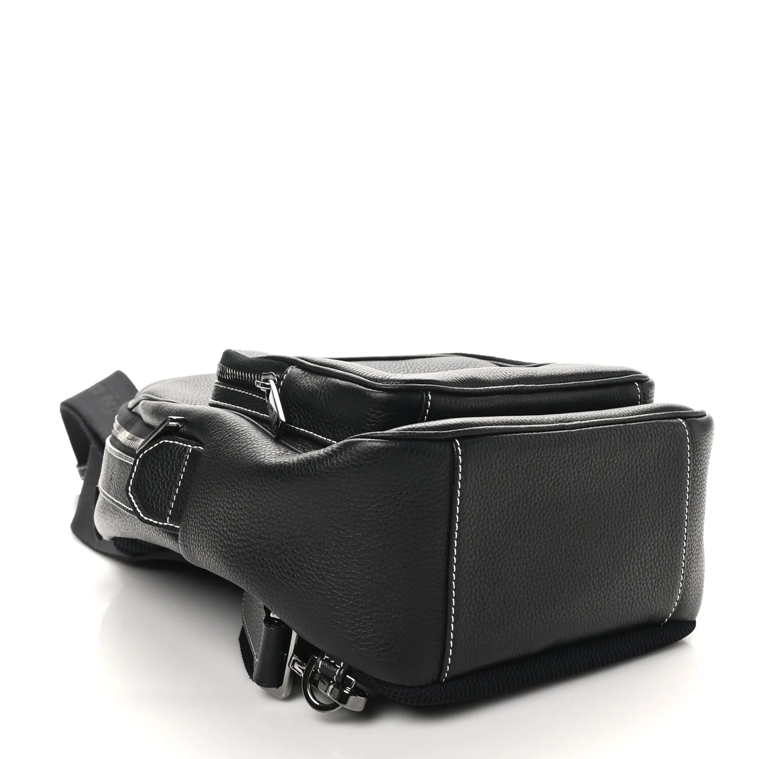 X PETER DOIG Grained Calfskin Slingbag Backpack Black