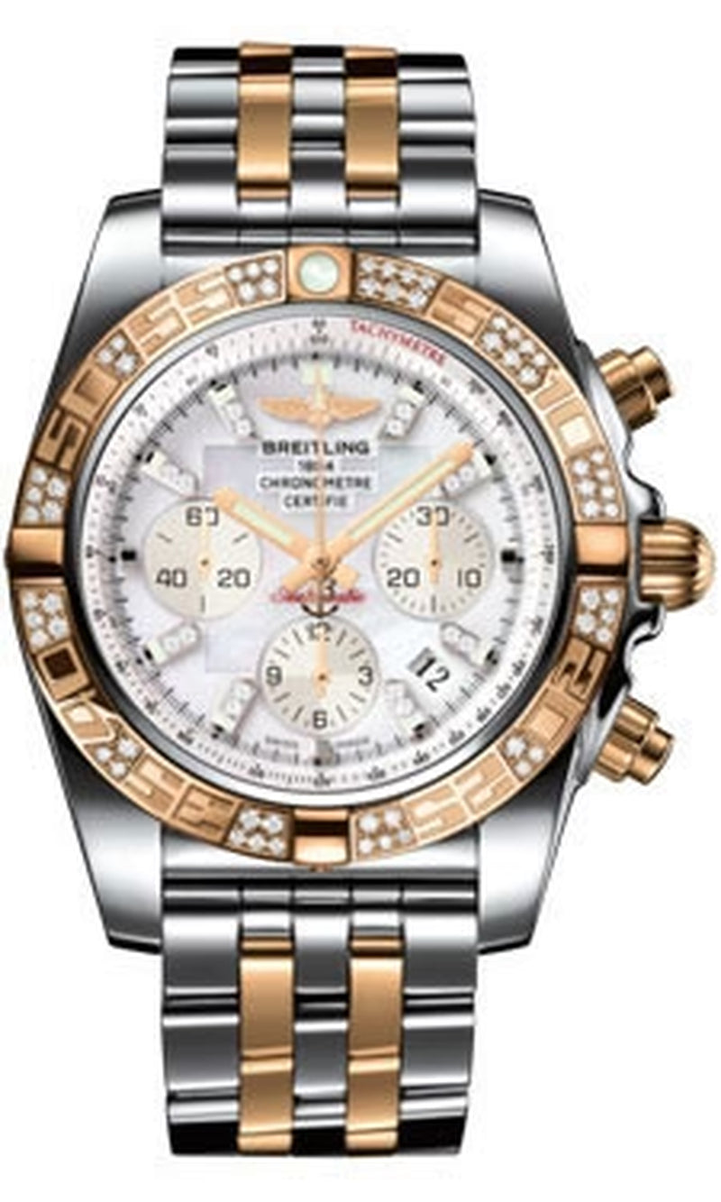 '- Chronomat 44 Steel and Rose Gold 60 Diamond Bezel - Pilot Bracelet - Two-Tone