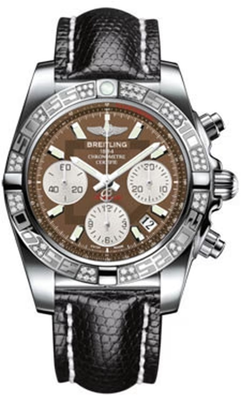 '- Chronomat 41 Steel Diamond Bezel - Lizard Strap